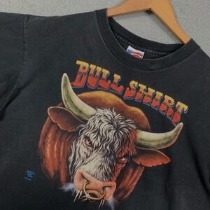 Vintage 1992 Trinity Products Bull T-Shirt Men's Large‎ Black Crew Single Stich